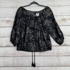 Denim & Supply Ralph Lauren RL BOHO Floral Off Shoulder Blouse Womens XS Black